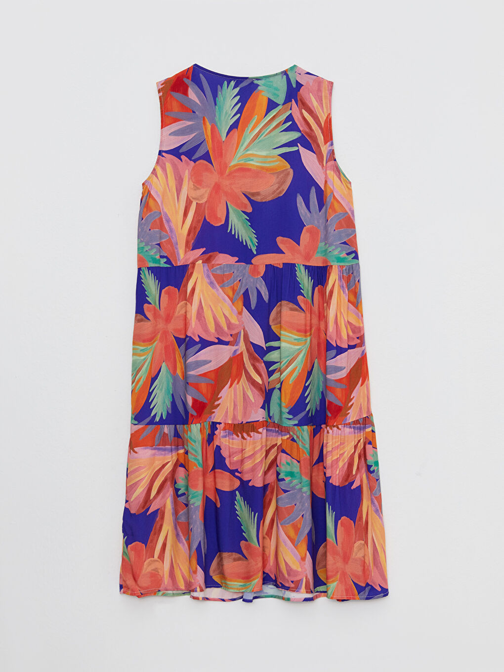 Robe Femme Sans Manches à Motifs en Viscose avec Encolure en V-7