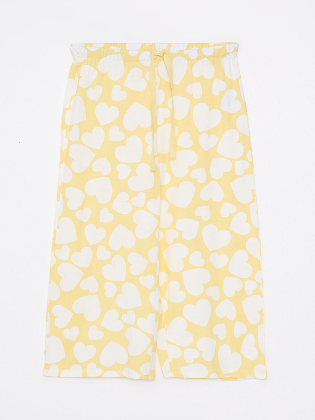 Sarı U Yaka Desenli Askılı Pamuklu Kadın Pijama Takımı-7