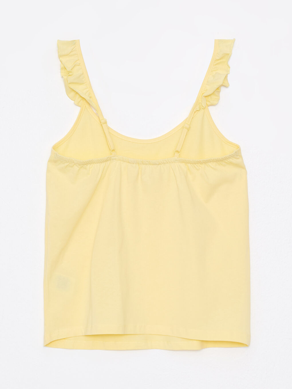 Sarı U Yaka Desenli Askılı Pamuklu Kadın Pijama Takımı-8