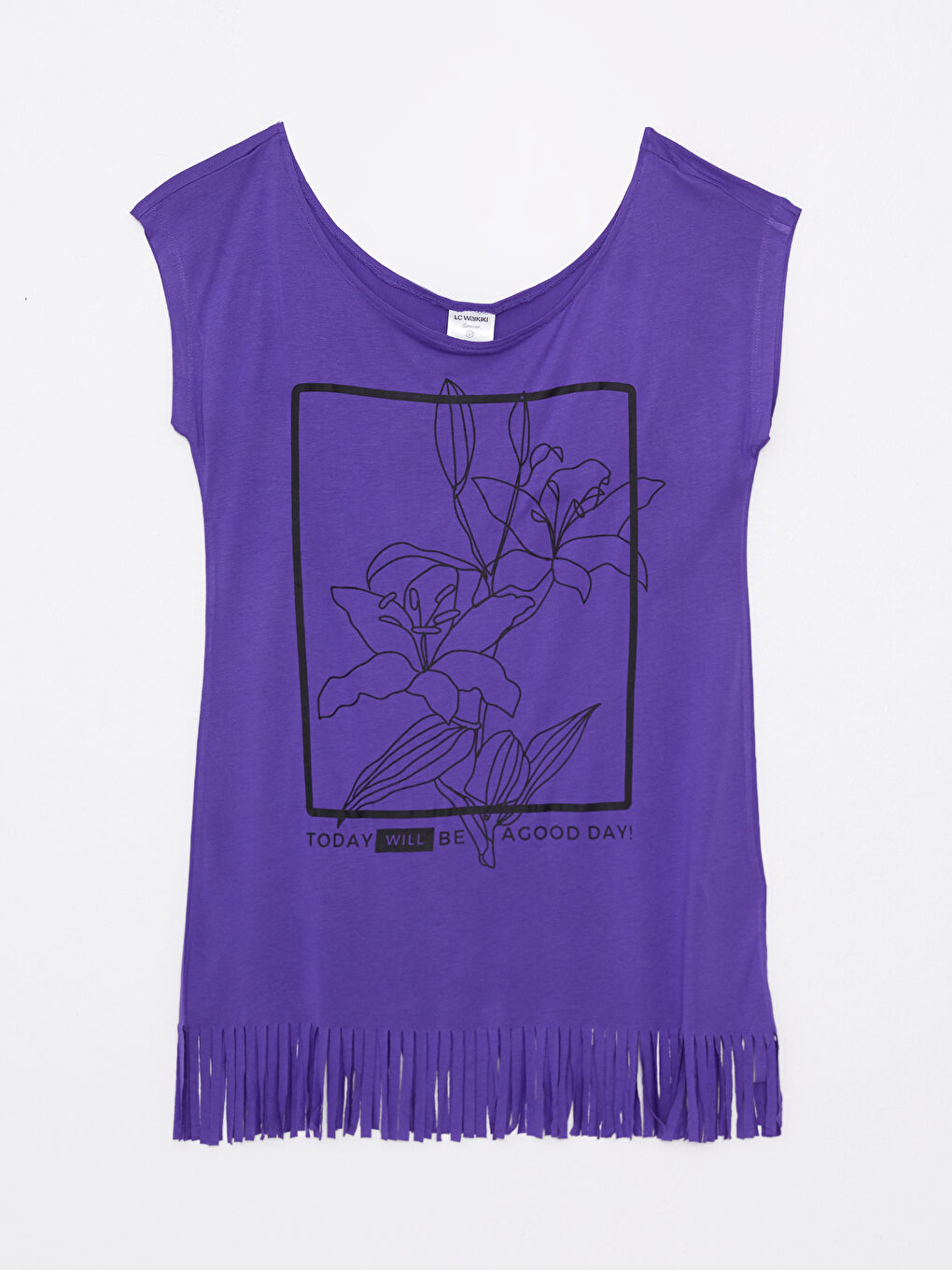 Mor Bisiklet Yaka Baskılı Kısa Kollu Kadın Plaj Elbisesi-6