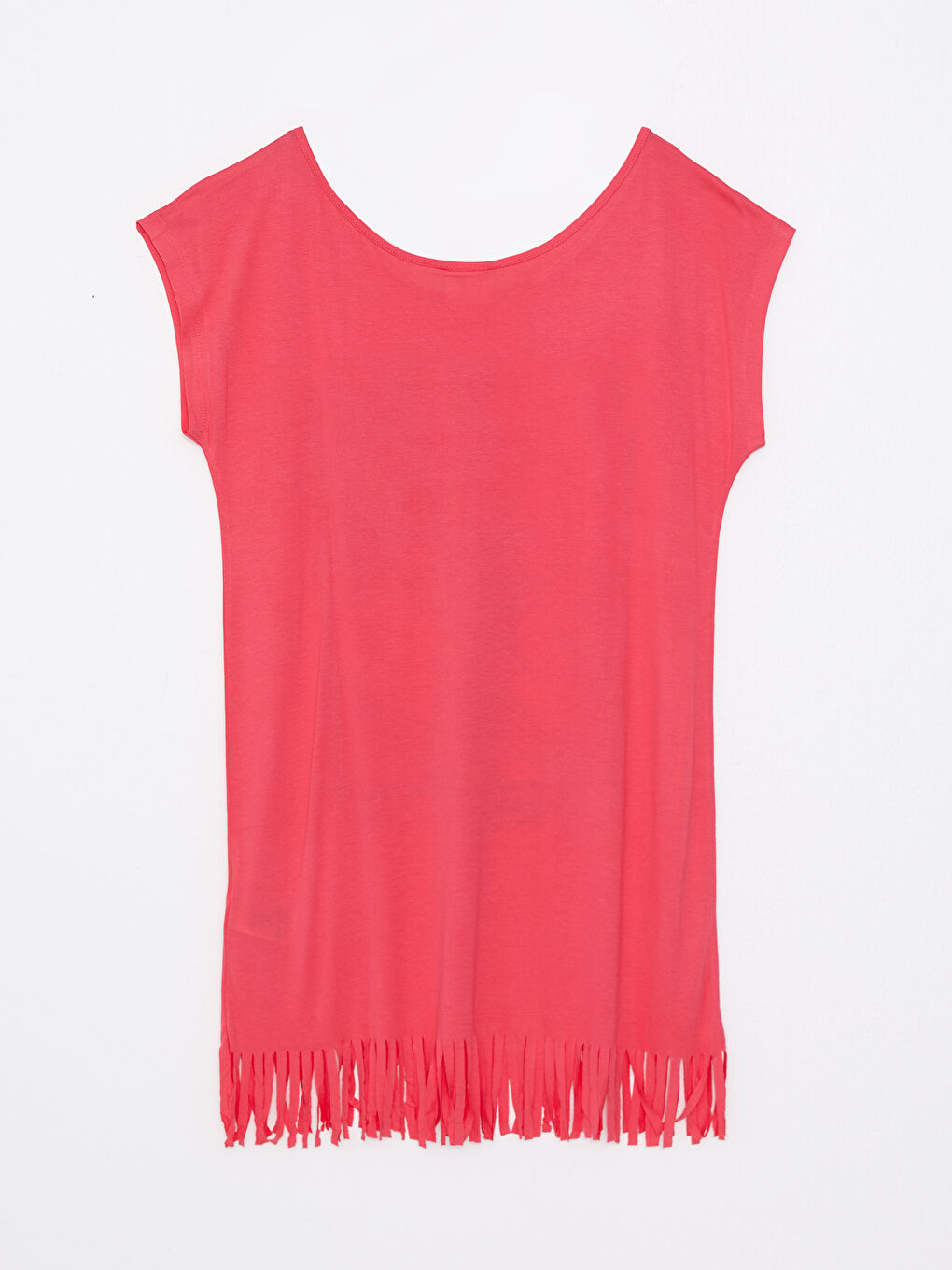 Kırmızı Bisiklet Yaka Baskılı Kısa Kollu Kadın Plaj Elbisesi-6