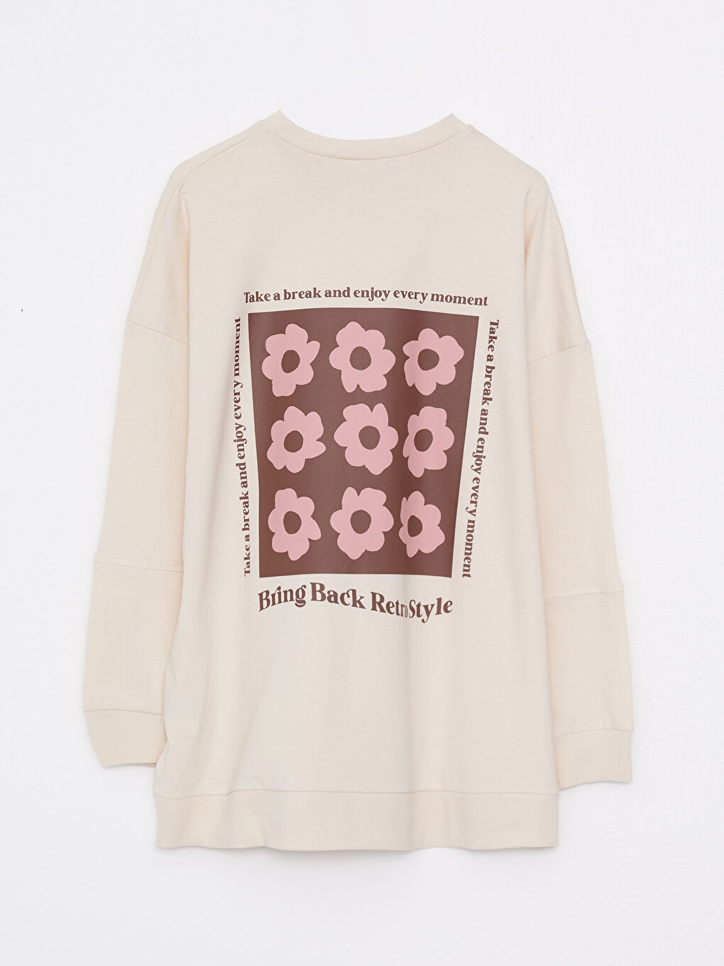 Crew Neck Printed Long Sleeve Cotton Women's Tunic-6