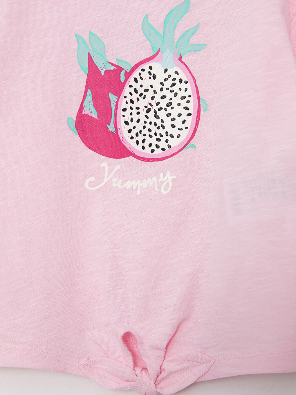 Pembe Bisiklet Yaka Kısa Kol Baskılı Pamuklu Kız Bebek Tişört-1