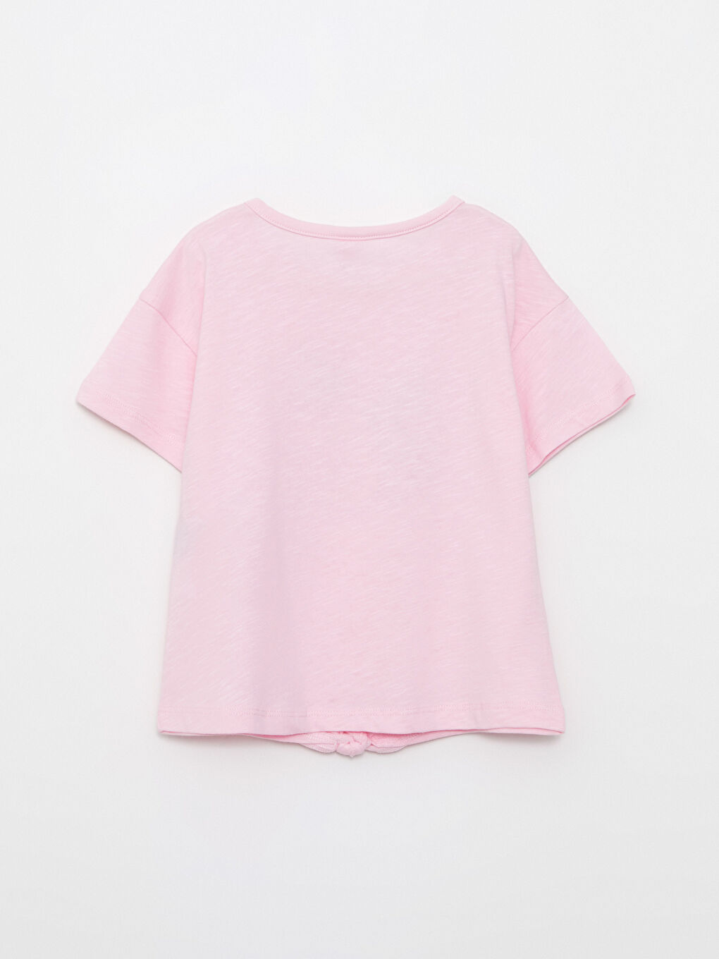 Pembe Bisiklet Yaka Kısa Kol Baskılı Pamuklu Kız Bebek Tişört-2