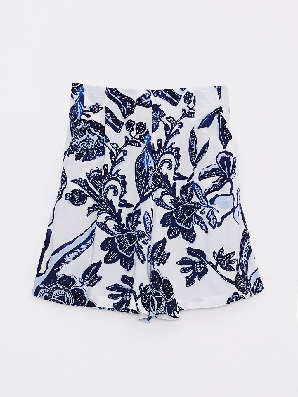 Mavi Rahat Kalıp Desenli Viskon Kadın Şort-6