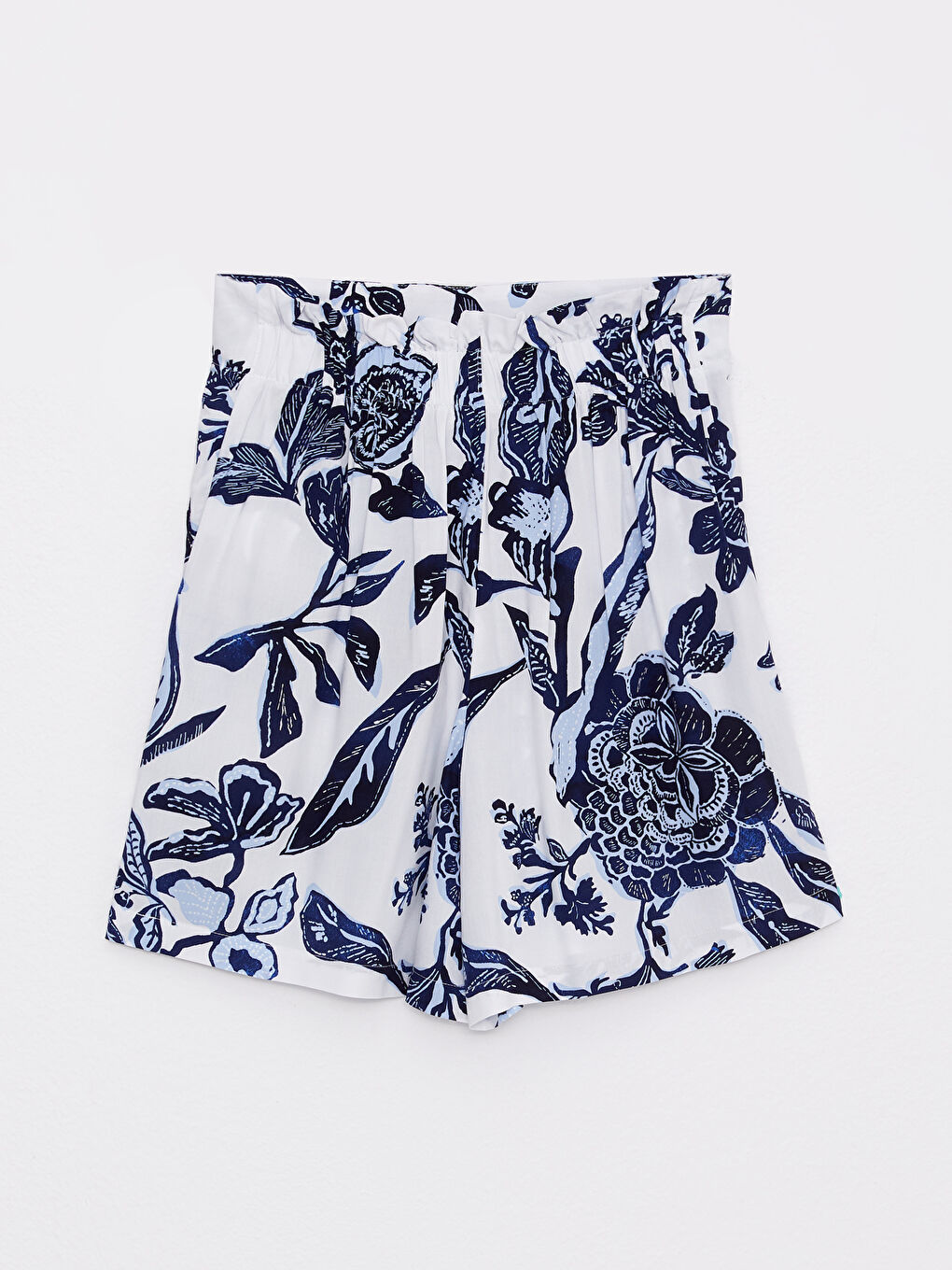 Mavi Rahat Kalıp Desenli Viskon Kadın Şort-7