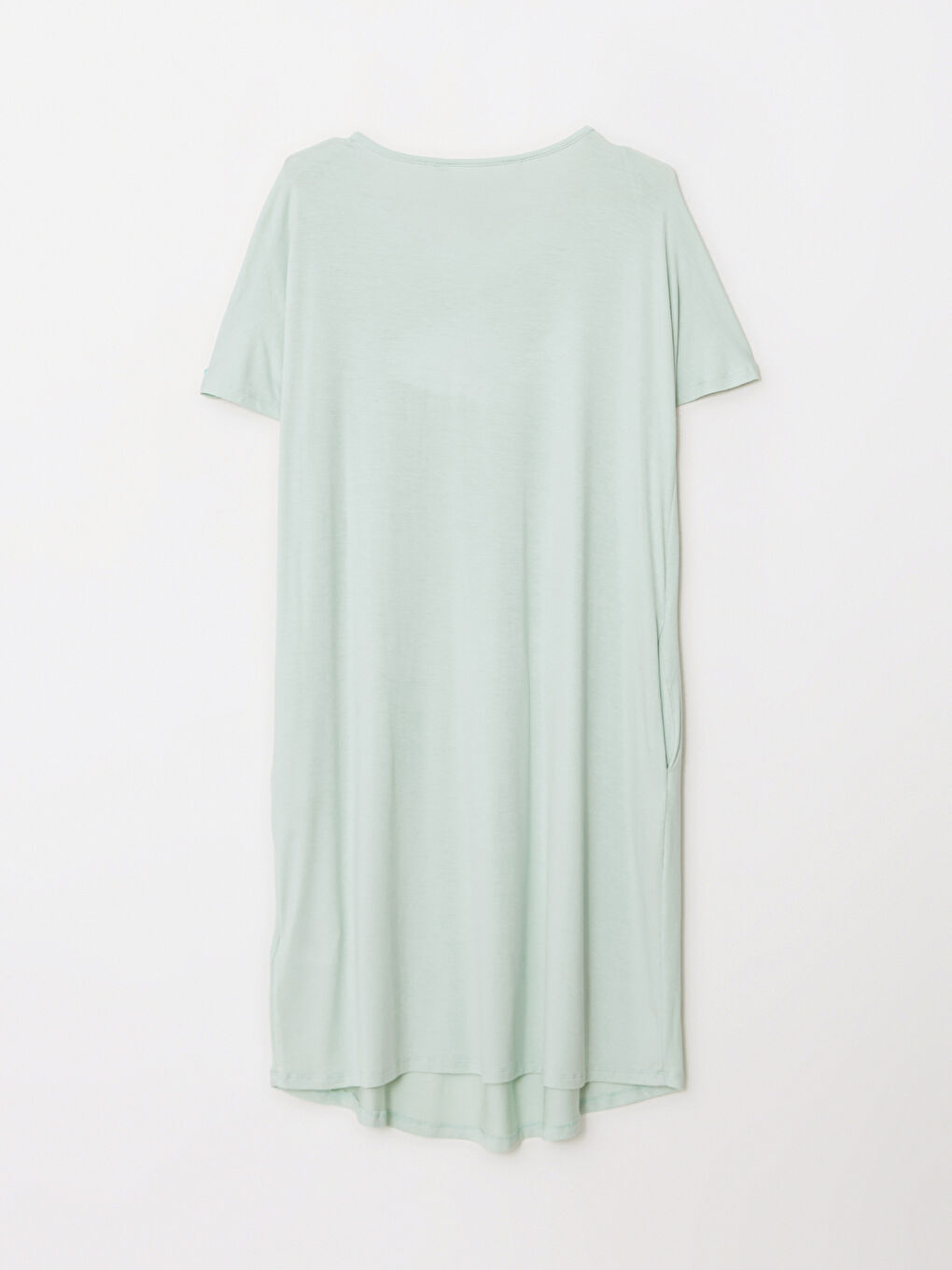 Turkuaz Bisiklet Yaka Düz Kısa Kollu Hamile Gecelik-6