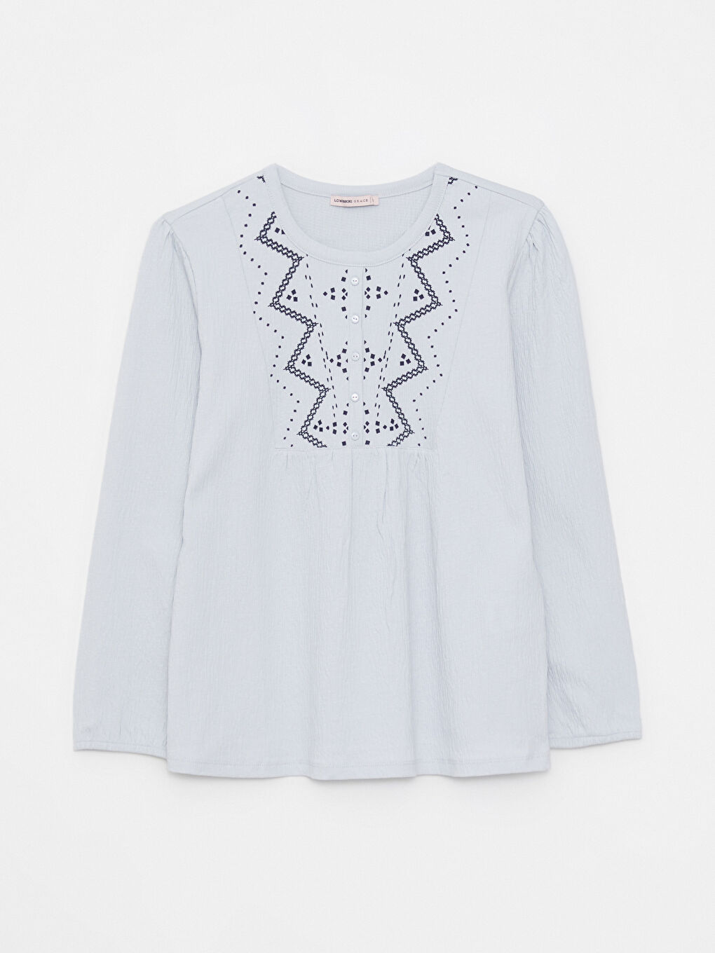 Crew Neck Embroidered Long Sleeve Women's T-Shirt-5