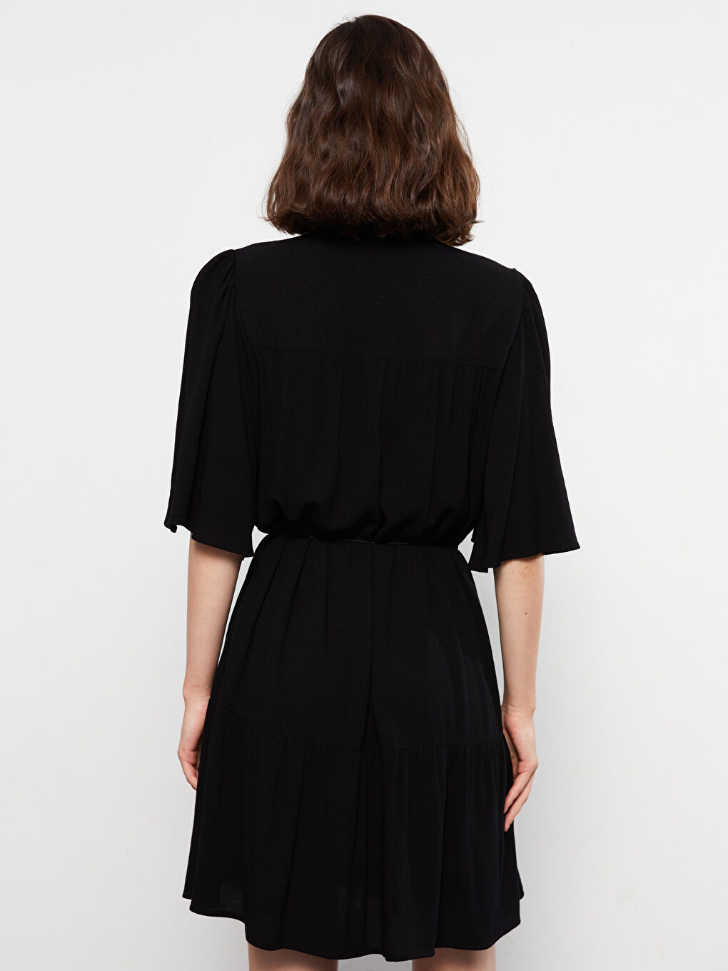 Crew Neck Plain Viscose Women's Dress -S2K587Z8-RQL