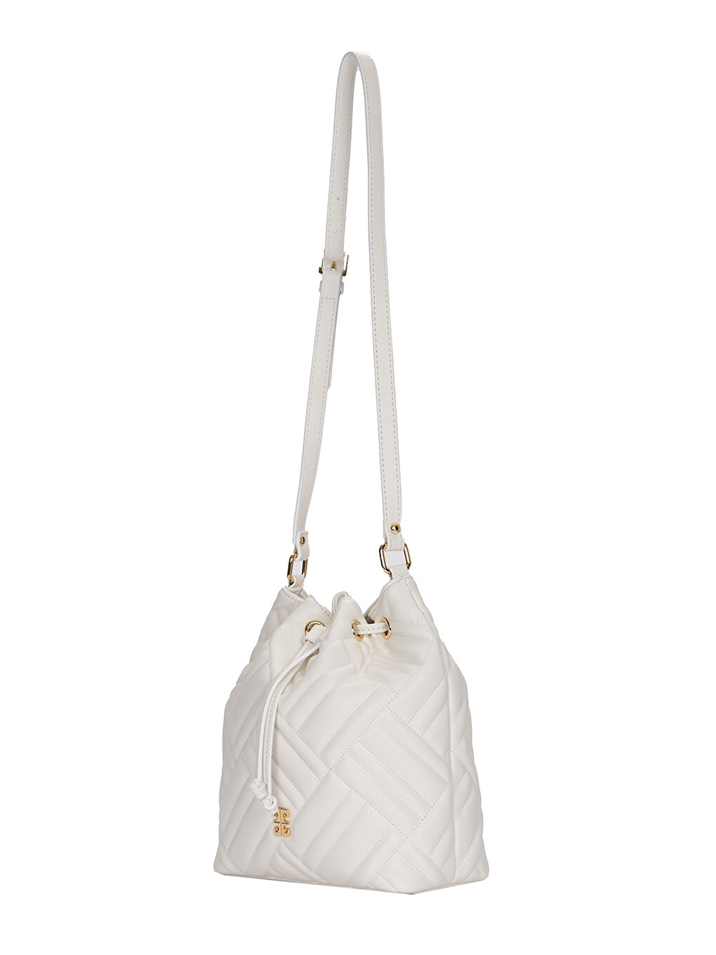 Beyaz Kadın Büzgülü Çanta-2