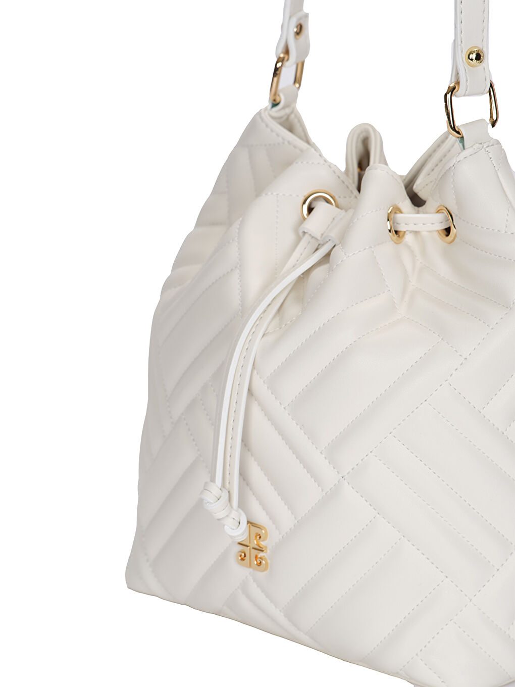 Beyaz Kadın Büzgülü Çanta-3