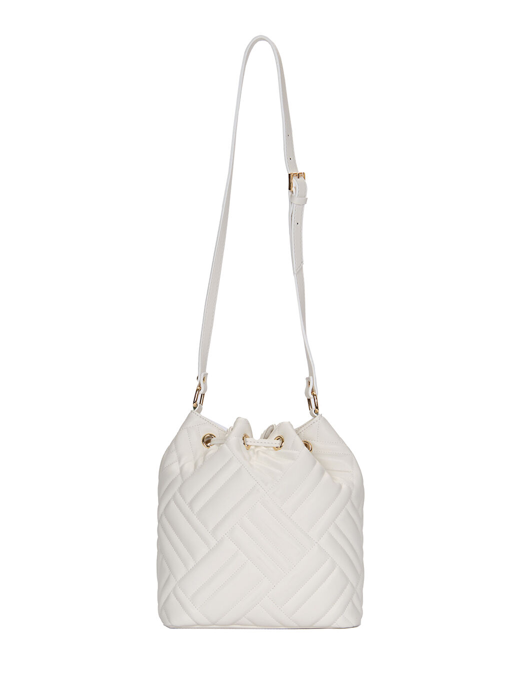 Beyaz Kadın Büzgülü Çanta-4