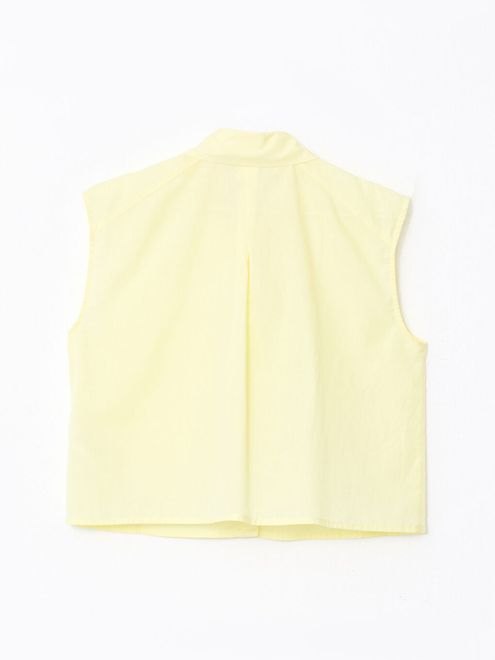 Front Button Closure Plain Sleeveless Poplin Women's Shirt-6