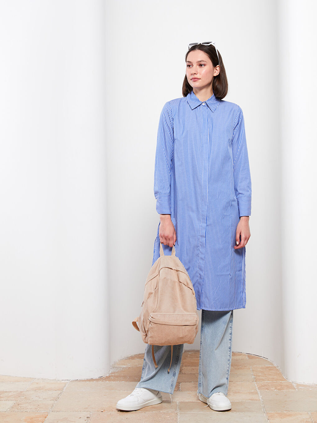 Bej Kadın Düz Sırt Çantası-1