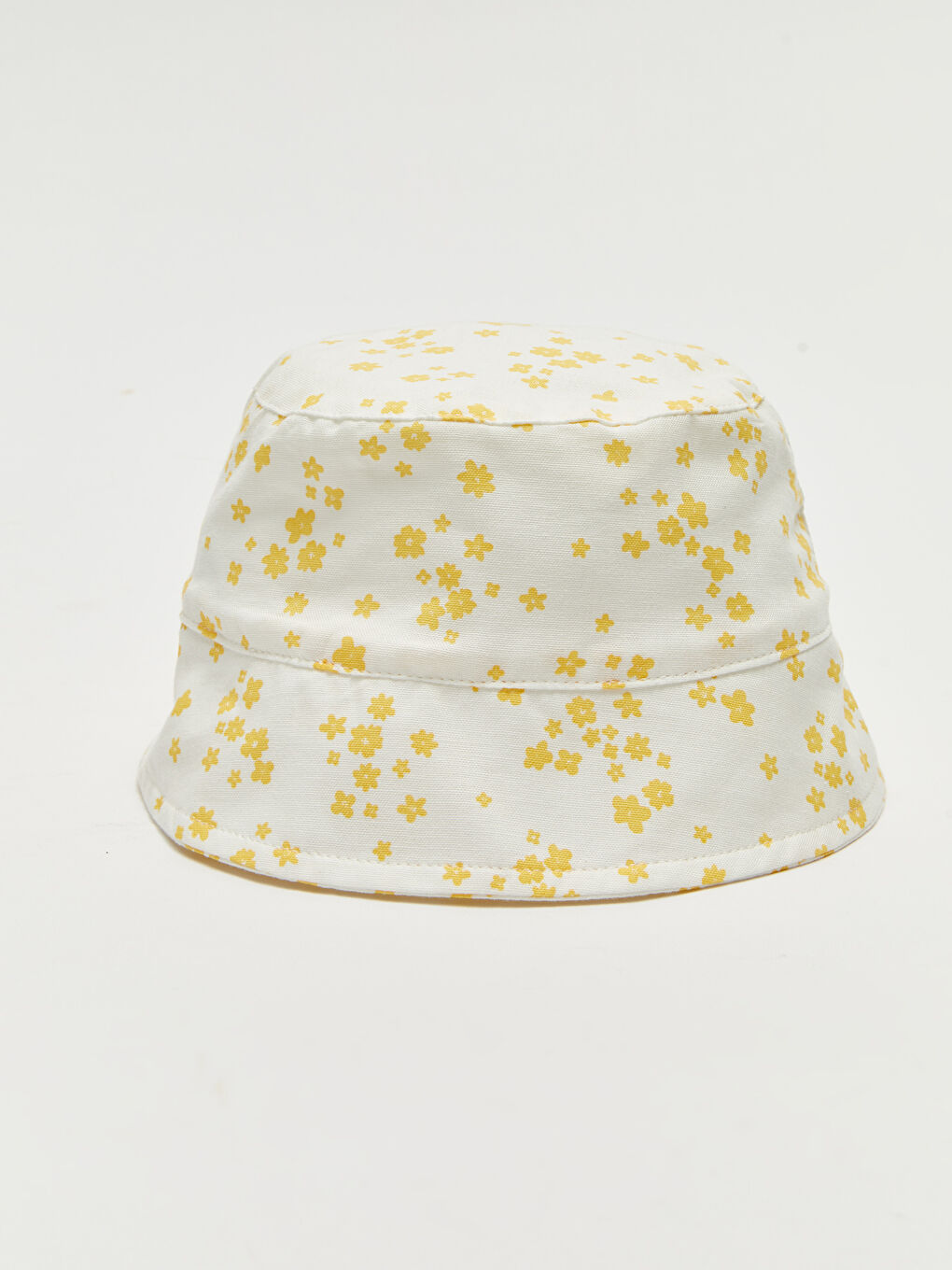 Ekru Baskılı Pamuklu Kız Bebek Şapka