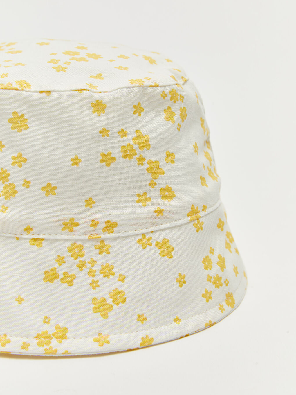 Ekru Baskılı Pamuklu Kız Bebek Şapka-3