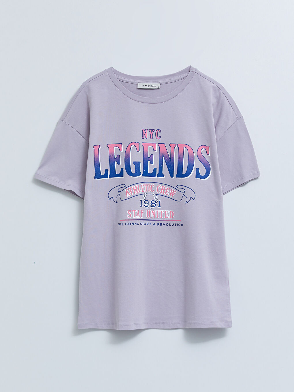 LCW Vision Crew Neck Printed Short Sleeve Cotton Women's T