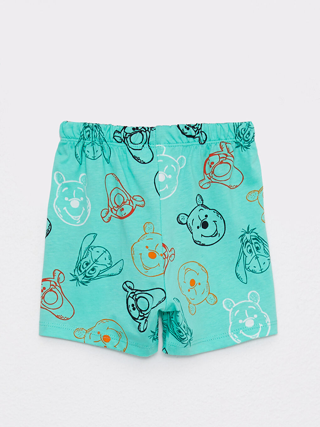 Yeşil Polo Yaka Kısa Kollu Winnie the Pooh Baskılı Pamuklu Erkek Bebek Pijama Takım-8