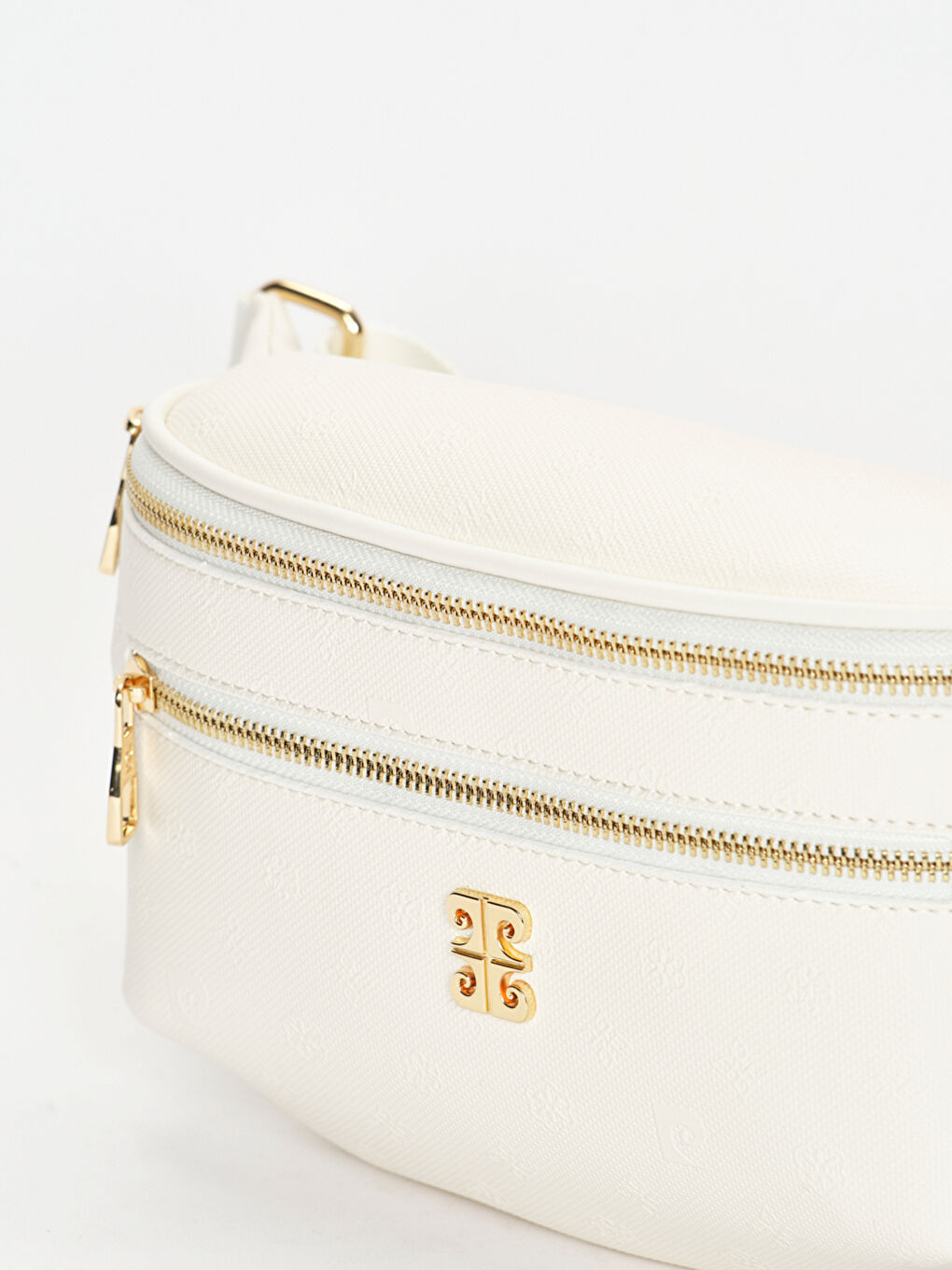 Beyaz Desenli Kadın Bel Çantası-3