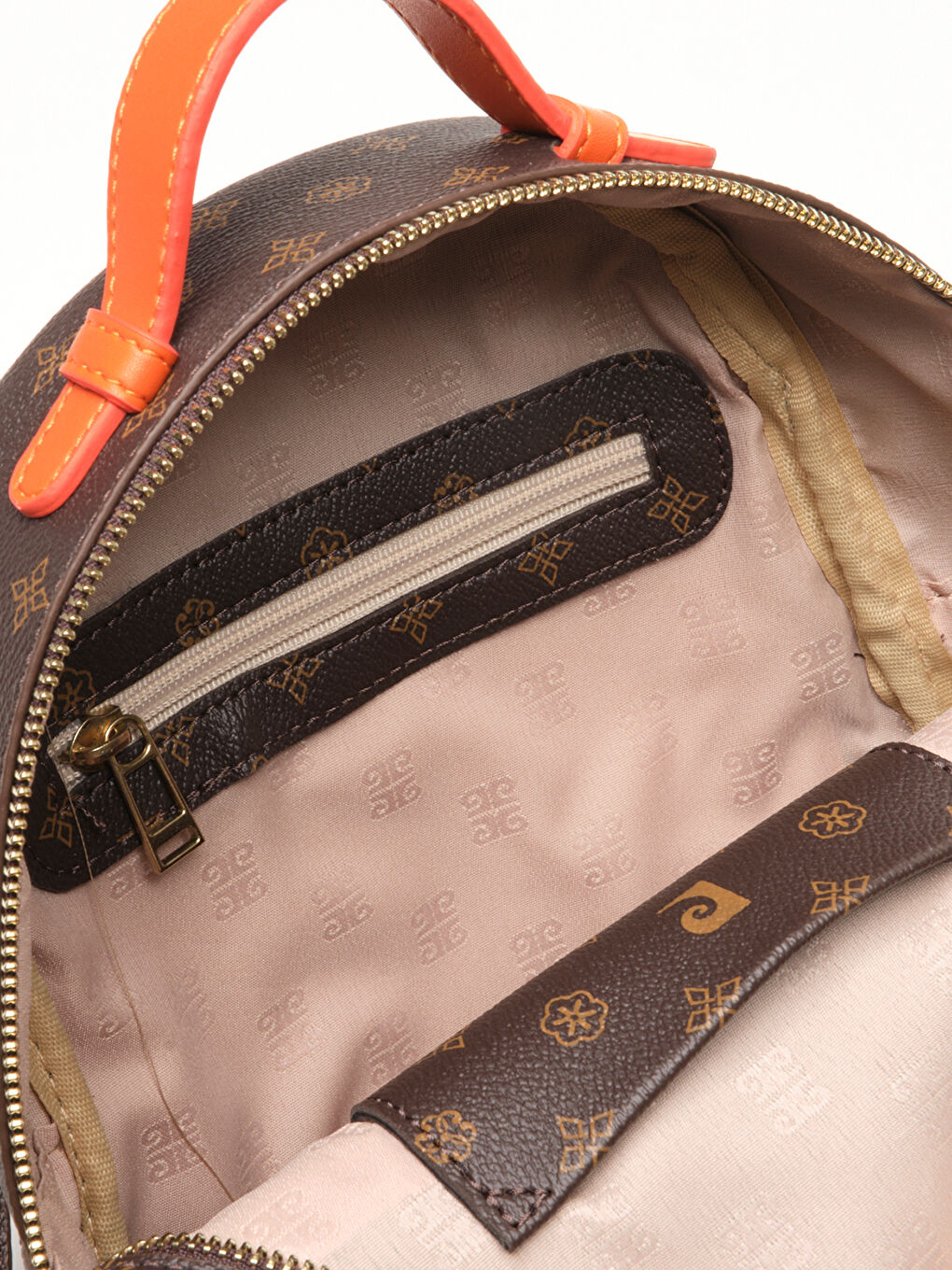 Kahverengi Logolu Kadın Sırt Çantası-4
