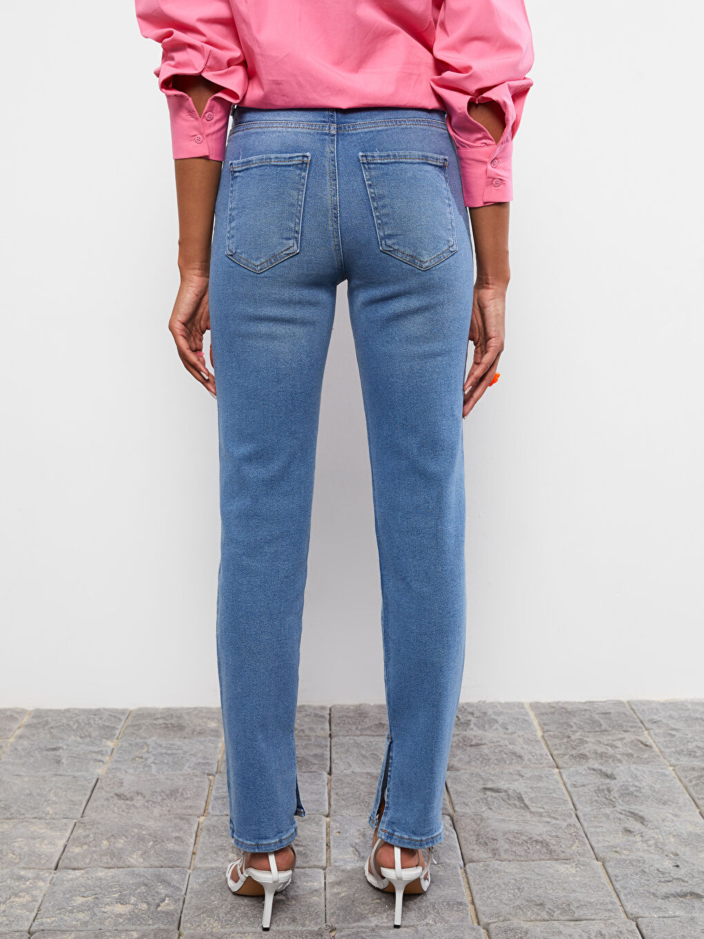 İndigo Yüksek Bel Slim Fit Cep Detaylı Kadın Rodeo Jean Pantolon-2