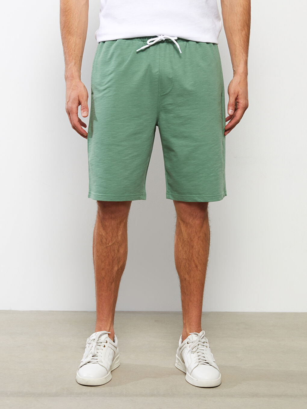 Yeşil Standart Kalıp Örme Erkek Şort-1