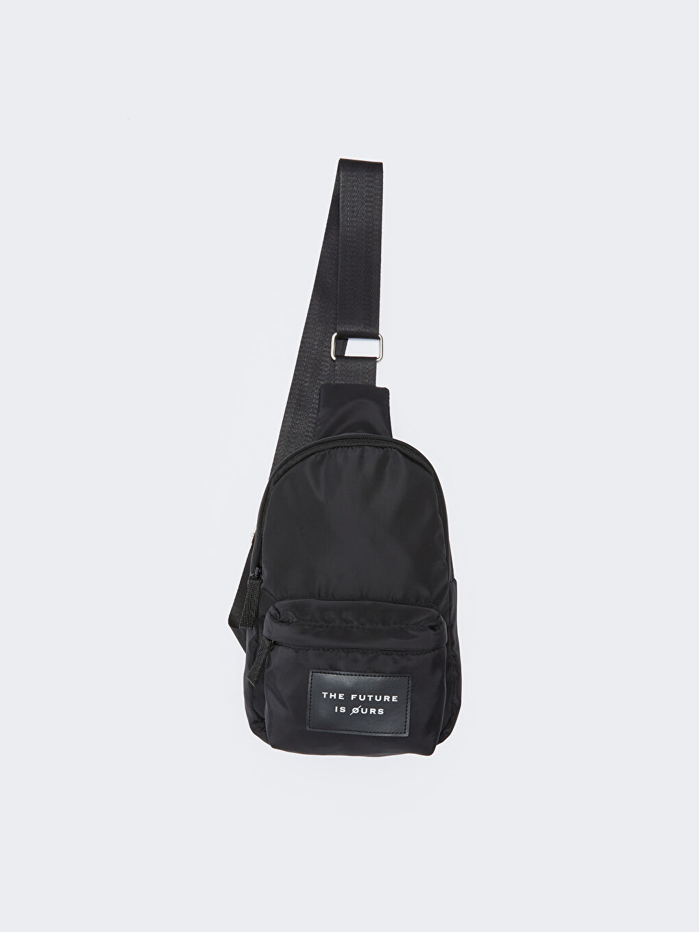 Siyah Paraşüt Kumaş Baskılı Kadın Sırt ve Göğüs Çantası