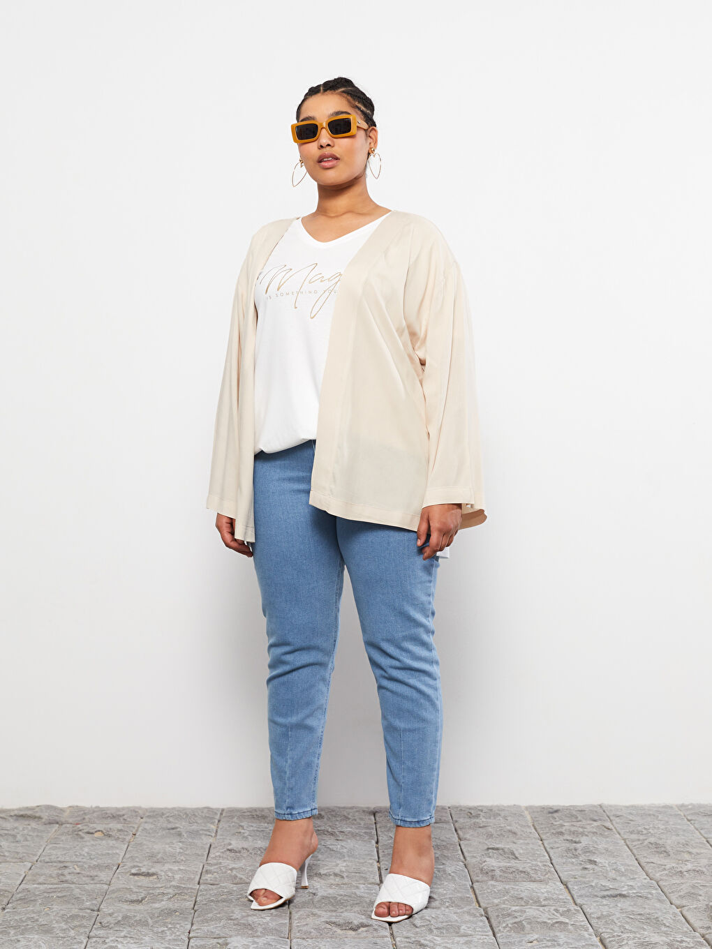 Large Size Shawl Collar Plain Viscose Women's Kimono -S2K895Z8-G1Y