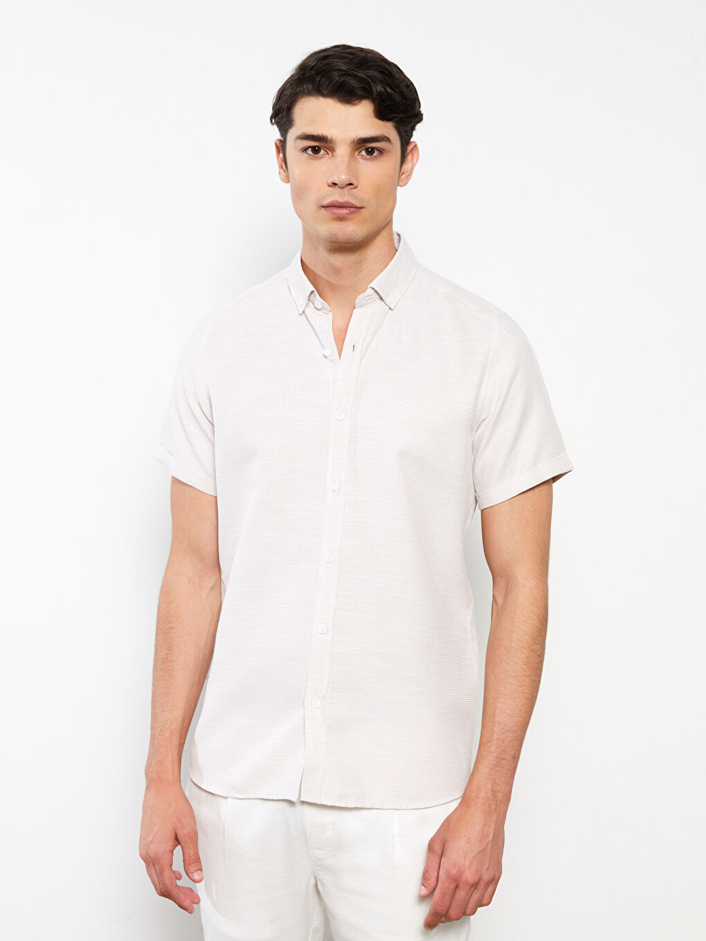 LCW Vision Schlankes Hemd mit Kurzarm aus Dobby-Gewebe für Herren -S2K926Z8-SHU