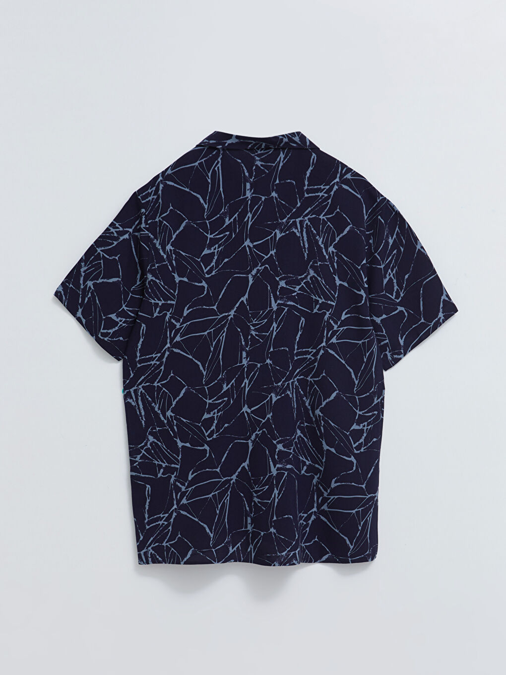 Lacivert Rahat Kalıp Kısa Kollu Erkek Gömlek-6