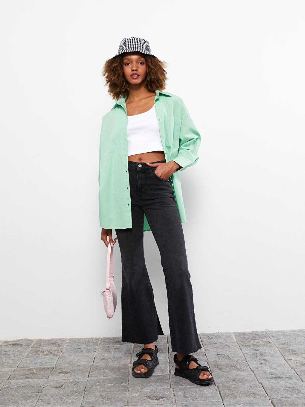 Siyah Mars Flare Kadın Jean Pantolon-1