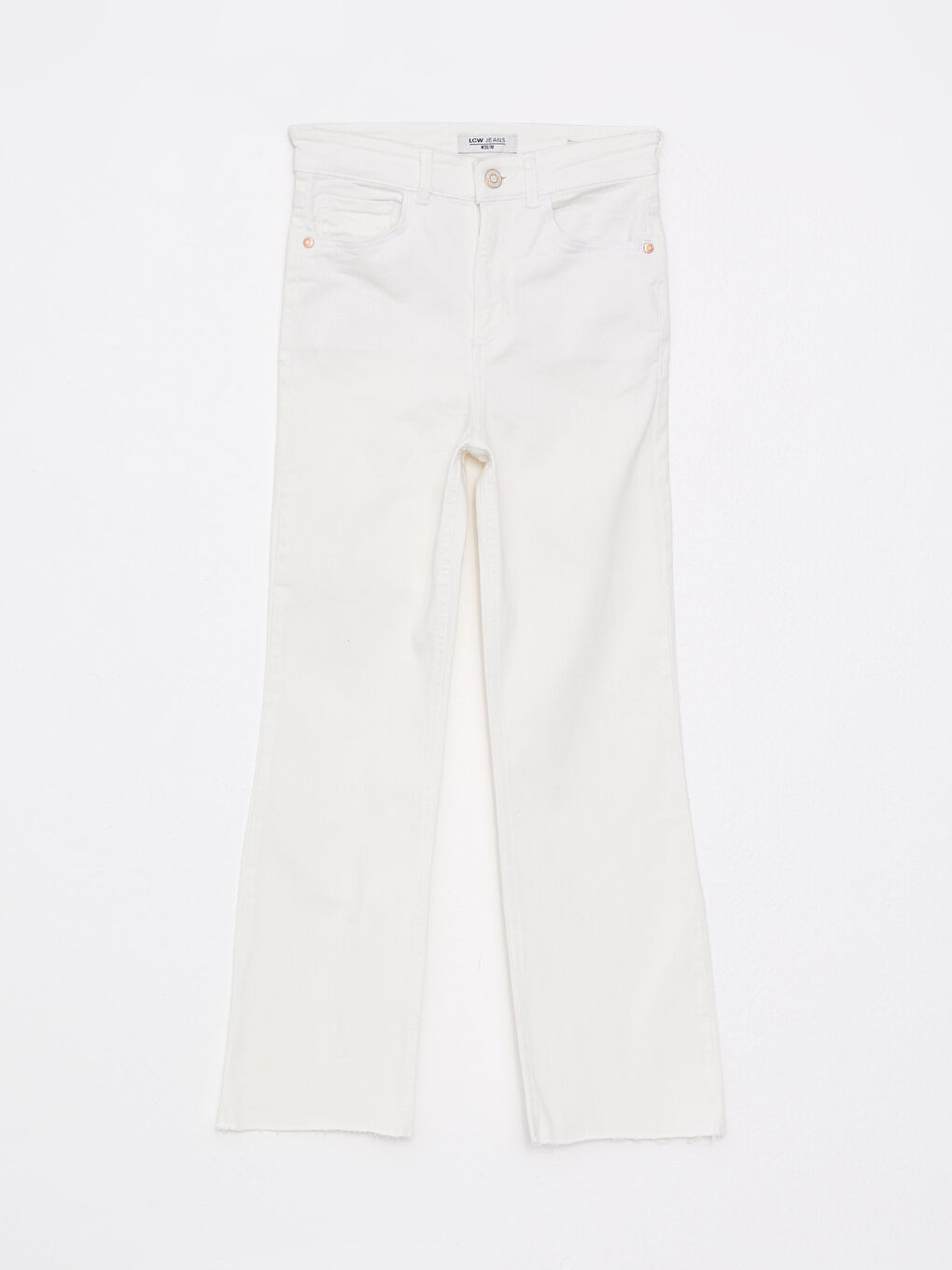 Beyaz Yüksek Bel Mars Flare Kadın Jean Pantolon-5