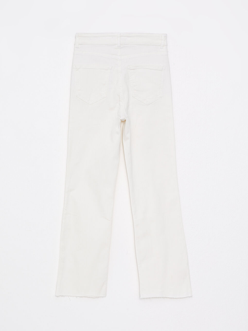 Beyaz Yüksek Bel Mars Flare Kadın Jean Pantolon-6