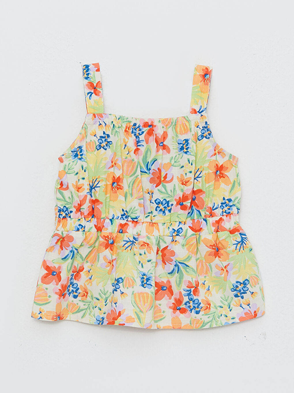 კვადრატული საყელო თასმებიანი ნაბეჭდი გოგონებისთვის ბლუზი