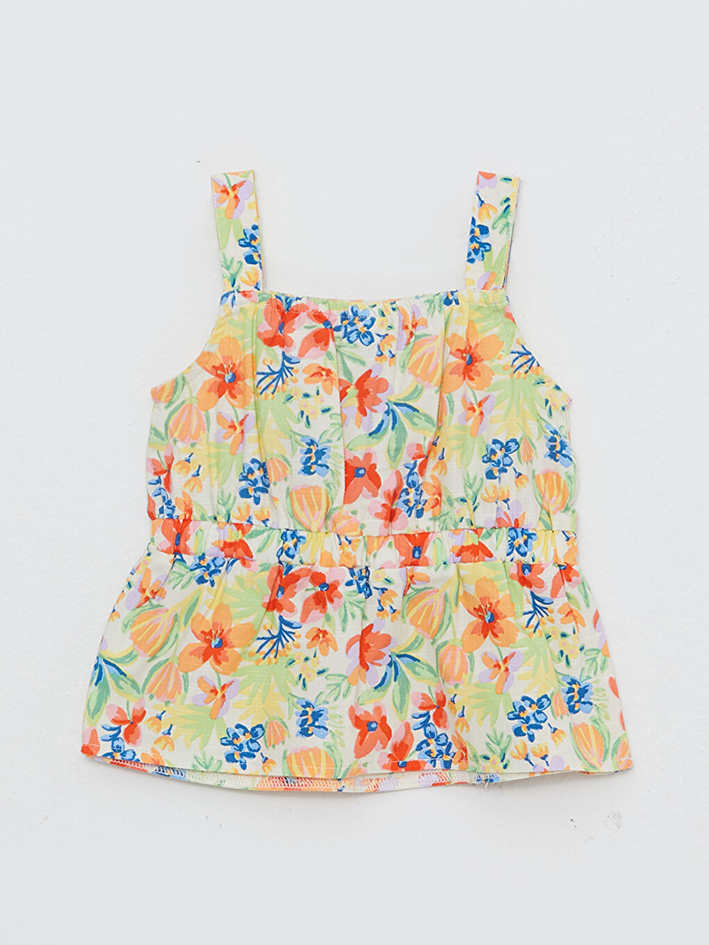 კვადრატული საყელო თასმებიანი ნაბეჭდი გოგონებისთვის ბლუზი-1