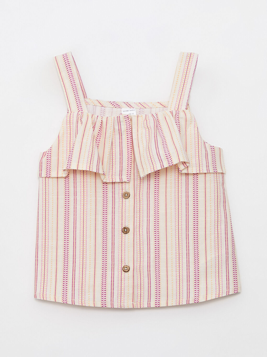 Karışık Kare Yaka Askılı Çizgili Pamuklu Kız Bebek Bluz