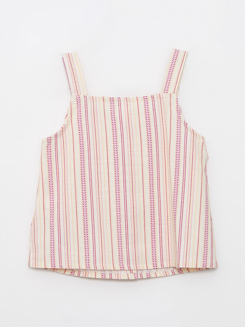 Karışık Kare Yaka Askılı Çizgili Pamuklu Kız Bebek Bluz-1