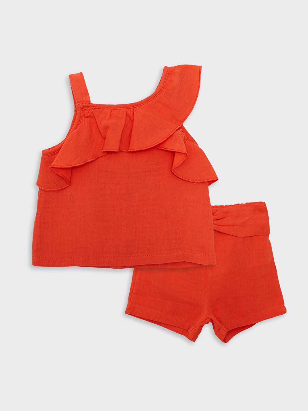 Square Neck Strap Cotton Baby Girl Blouse and Shorts 2-Piece Set