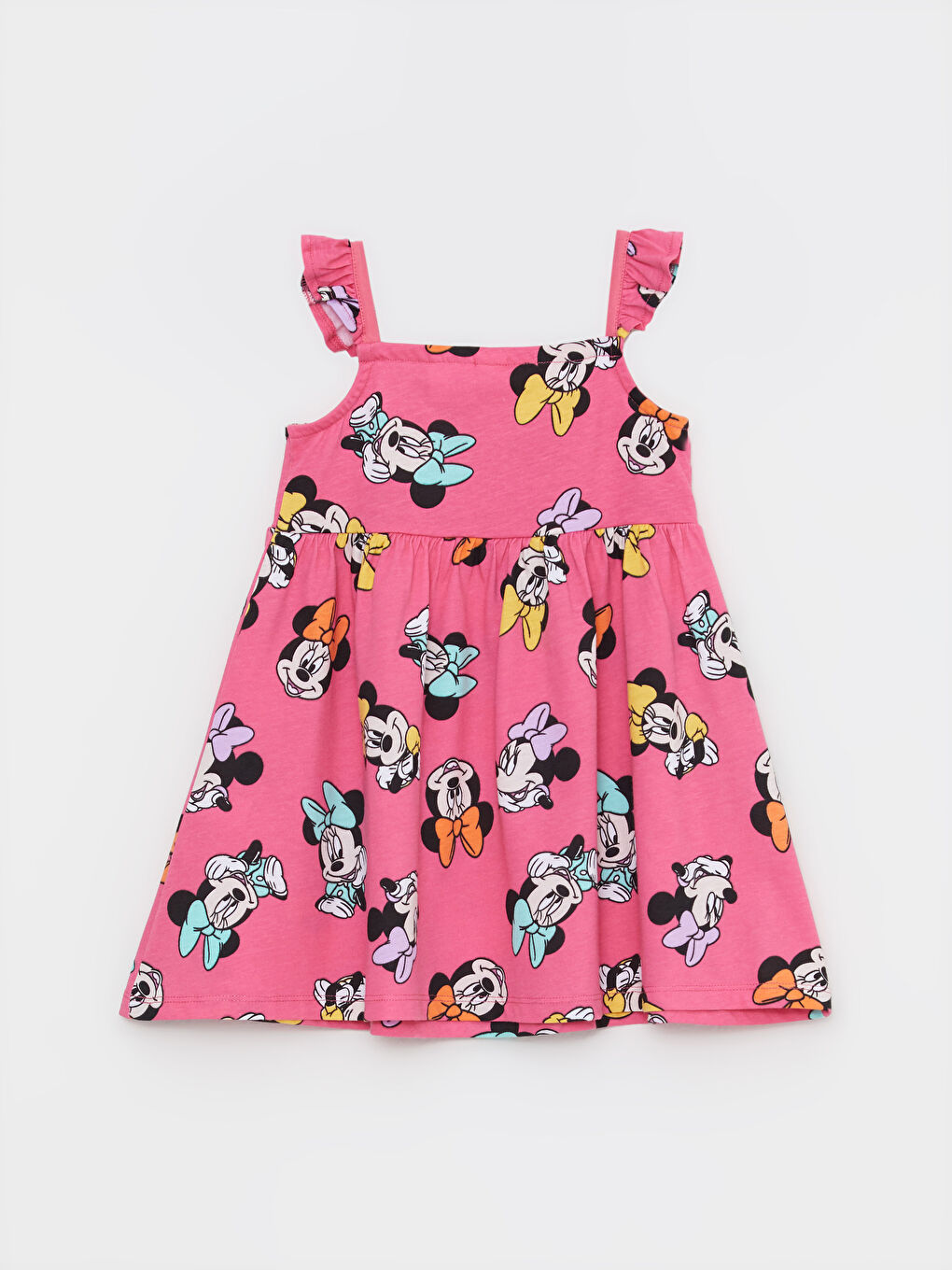 LCW baby Square Collar Strap Minnie Mouse Printed Cotton Baby Girl Dress -S2KC79Z1-LT4
