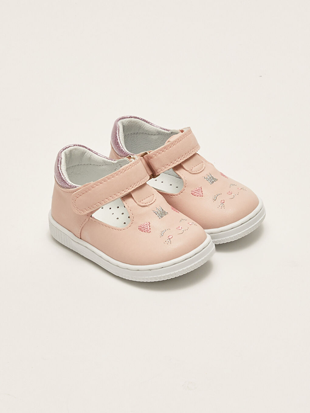Pembe Kedi Nakışlı Cırt Cırtlı Kız Bebek İlk Adım Ayakkabısı
