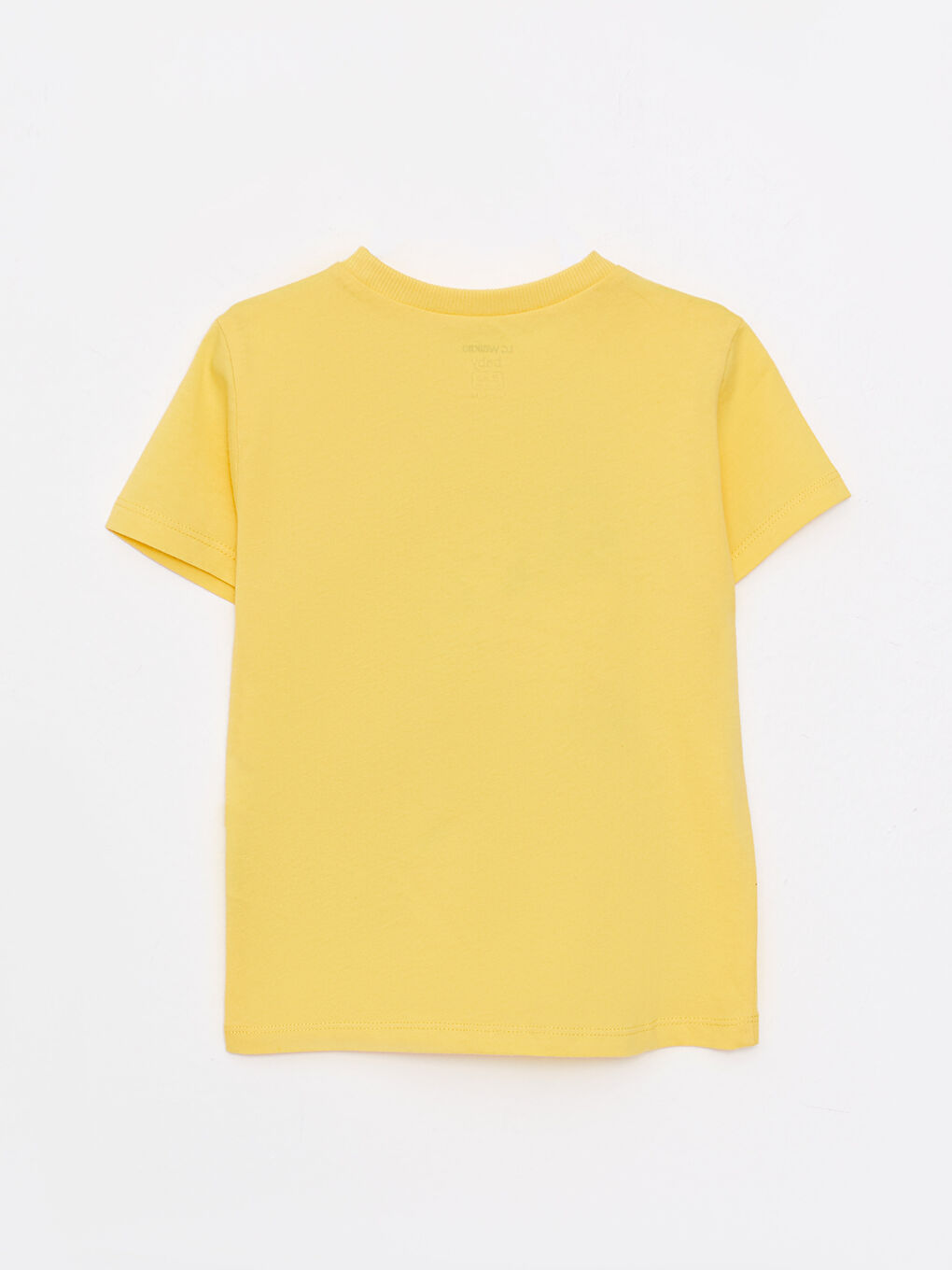 Sarı Bisiklet Yaka Kısa Kollu Nostaljik Maymun Baskılı Pamuklu Erkek Bebek Tişört-1