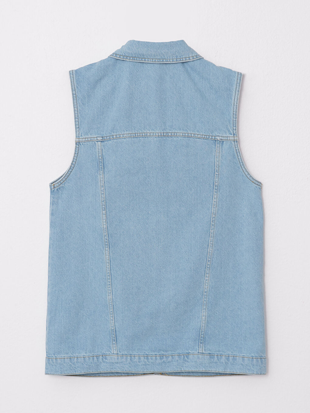 İndigo Kadın Gömlek Yaka Düz Jean Yelek-5