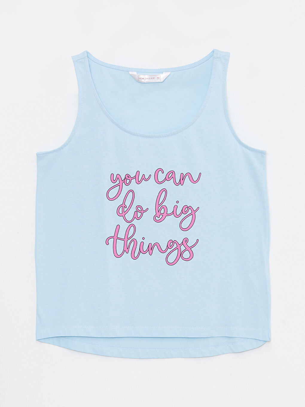 Mavi U Yaka Baskılı Kolsuz Pamuklu Kadın Pijama Takımı-6