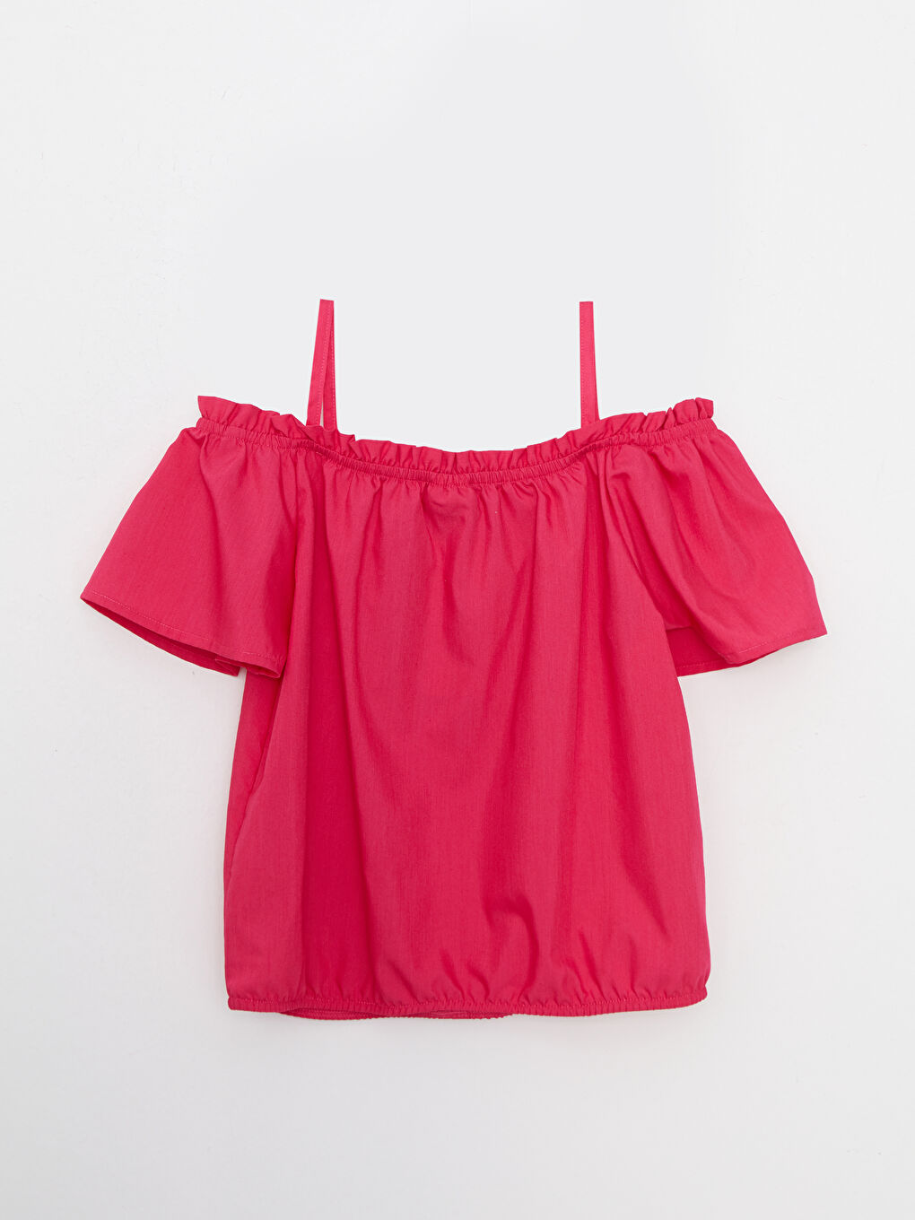 بلوزة بنات كم قصير سادة برقبة واسعة من الفيسكوز-1