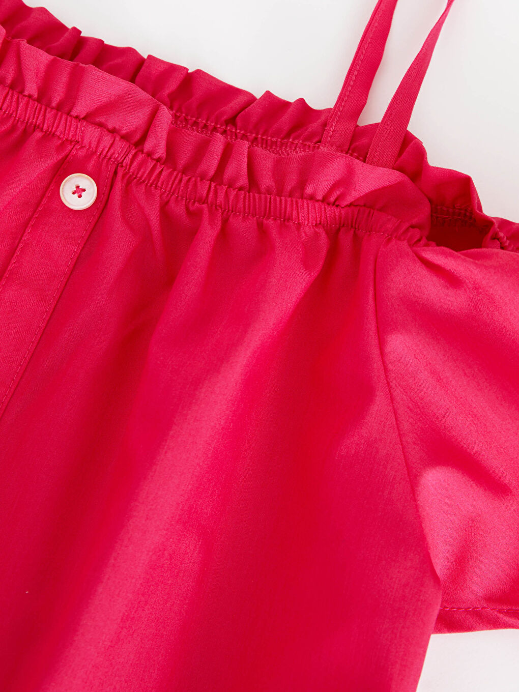 بلوزة بنات كم قصير سادة برقبة واسعة من الفيسكوز-2