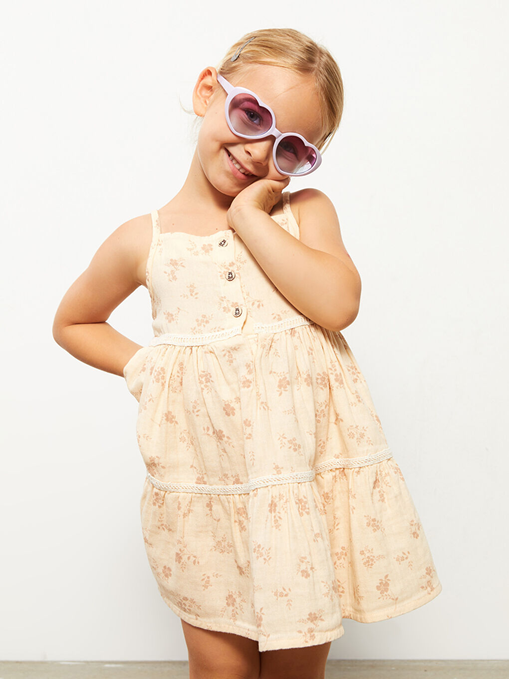 Robe Bébé Filles Imprimée à Col Carré Sans Manches-1