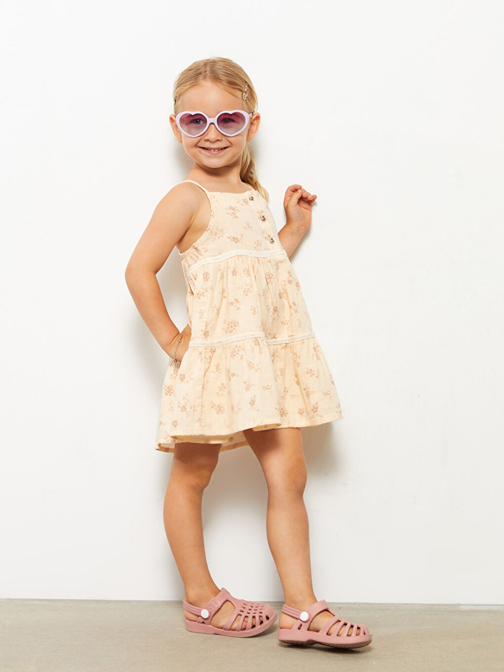 Robe Bébé Filles Imprimée à Col Carré Sans Manches-2