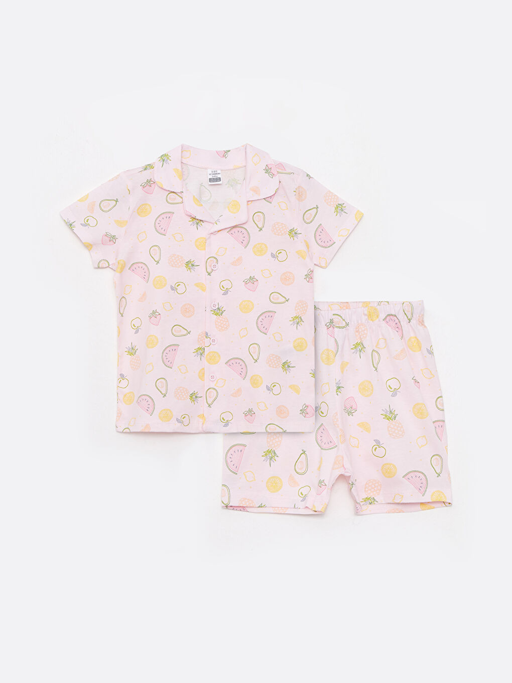 Пижамный комплект для малышек девочек с принтом, коротким рукавом и воротником поло из хлопка-2