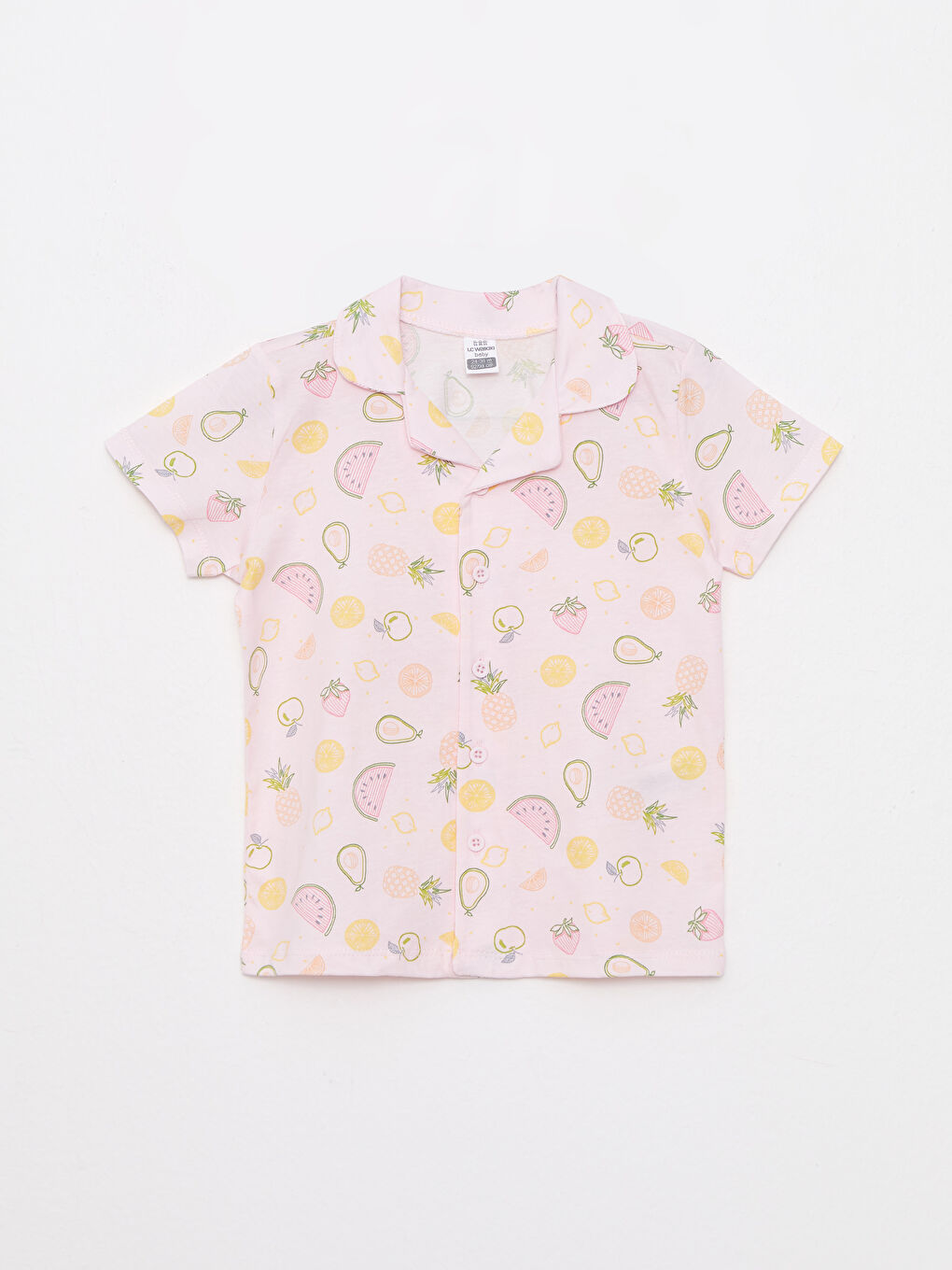 Пижамный комплект для малышек девочек с принтом, коротким рукавом и воротником поло из хлопка-3