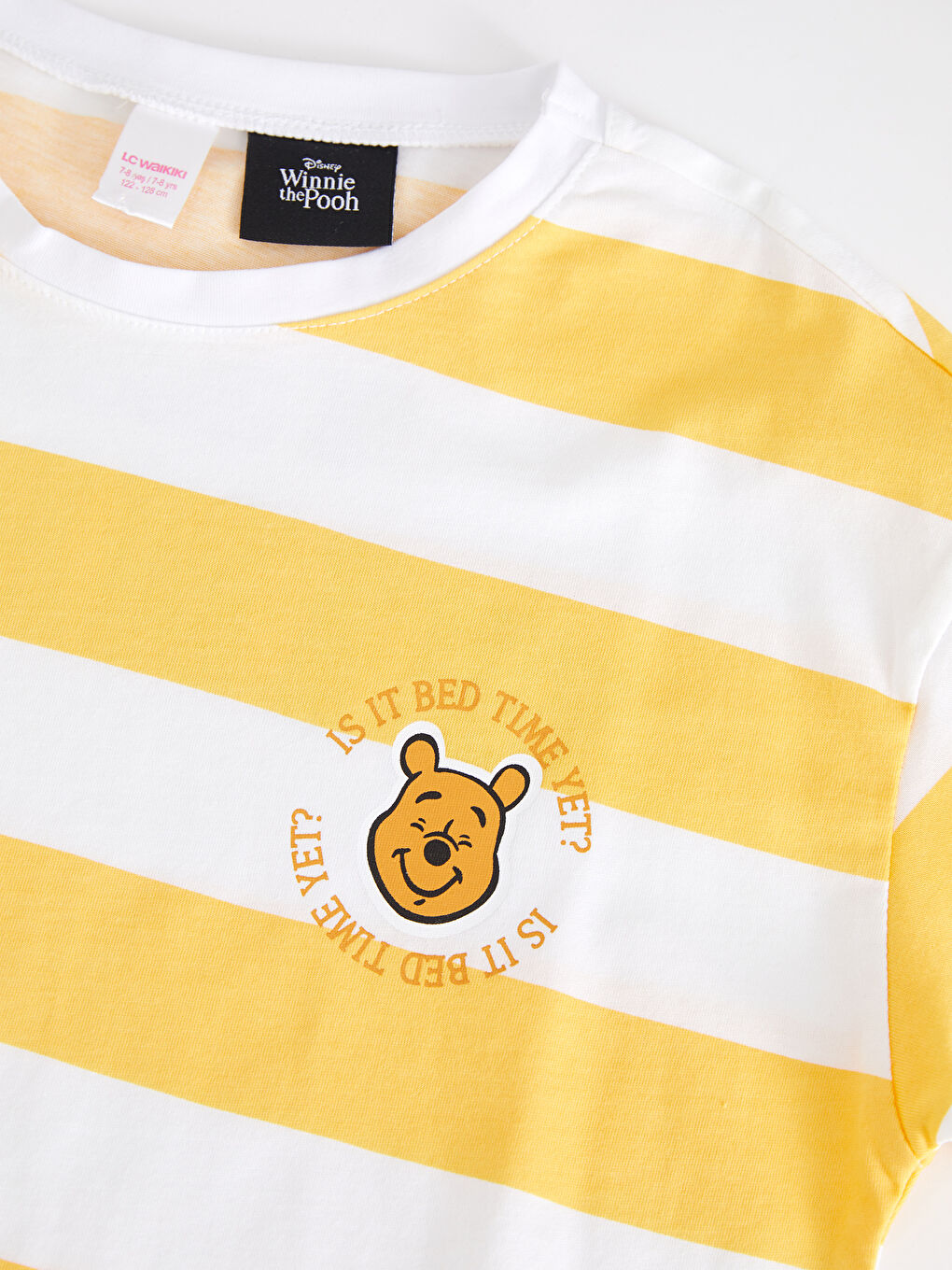 Ekru Bisiklet Yaka Winnie the Pooh Baskılı Kısa Kollu Kız Çocuk Şortlu Pijama Takımı-8